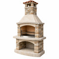 Barbecue de jardin en pierre 120 x 70 x 230 cm beige avec cheminée et grilles de cuisson