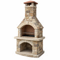 Barbecue de jardin en pierre 120 x 75 x 240 cm beige avec foyer et grille style traditionnel