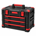 Caisse à outils 50 cm en plastique noir et rouge avec 3 tiroirs rangement portable