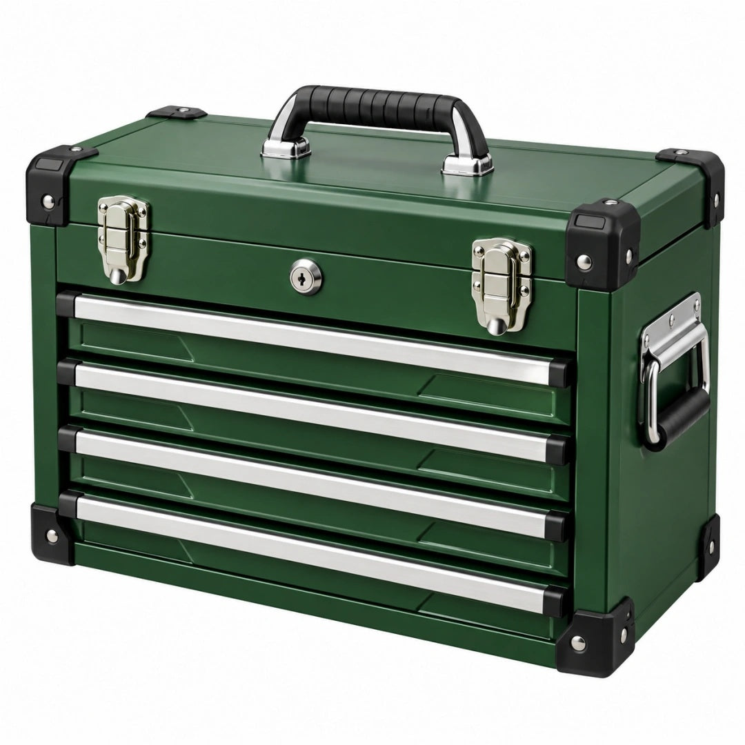 Coffre à outils 52 cm en acier vert avec 4 tiroirs verrouillable