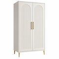 Armoire 90 x 50 x 180 cm en bois blanc et doré à 2 portes style contemporain