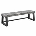 Banc 140 x 40 x 45 cm effet marbre gris avec structure en métal noir style industriel