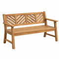 Banc de jardin 150 cm en bois teck naturel à dossier ajouré